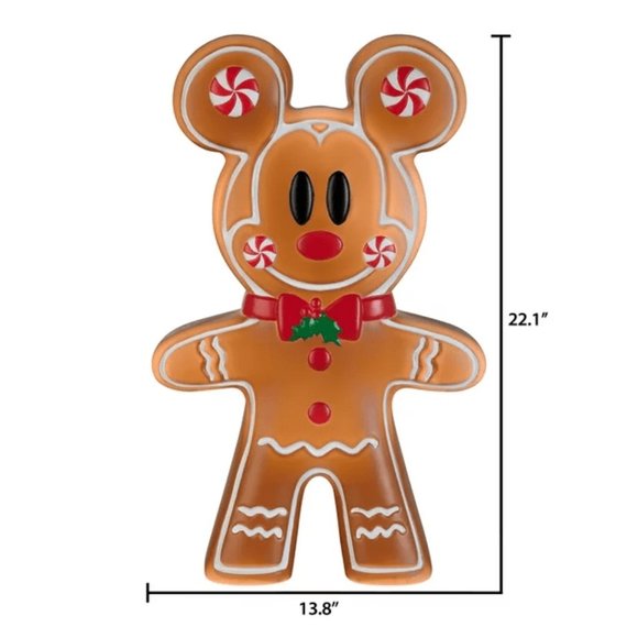 24in LED Gingerbread Mickey Mouse Blow Mold Outdoor Christmas Decor Disney - Picture 4 of 4